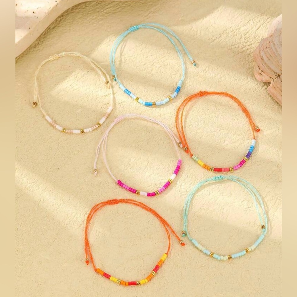 6 Colorful Beaded Bracelet Set NWT - Picture 3 of 7